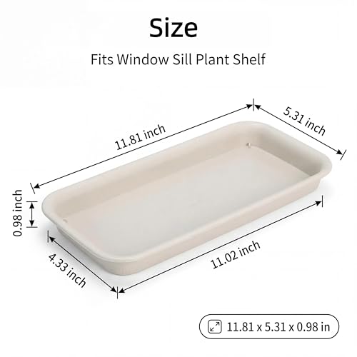 5 Packs Rectangular Plastic Plant Saucers No Holes Drip Trays for Potted Plants, Humidity Trays for Indoor Plants, Plant Saucers for Indoors, Ideal for Window Sill Plant Shelf