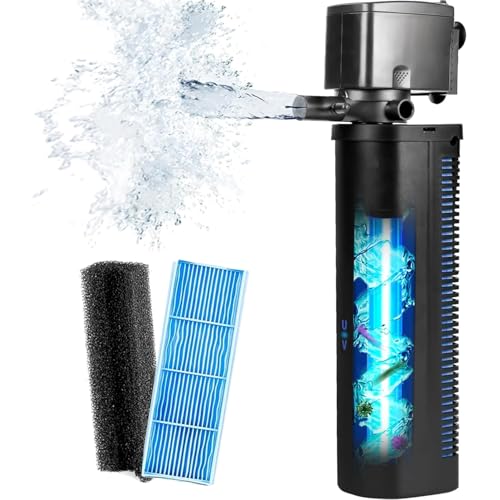 Aquarium Large 75-200 Gallon Fish Tank Filter U-V Dual Spout 600GPH Silent Canister Internal Filter Cold Plunge Tub Koi Pond Filter, Green Clean Machine Deodorization for Saltwater Freshwater - size: P10F-New (75-300 Gal)
