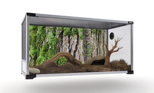 36X18 Inch Tropical Moss & Bark Reptile Tank Background – Realistic Forest Trunk Texture Moisture-Friendly Polyester Backdrop for Dart Frogs & Crested Geckos - size: 36X18in