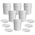 ePackageSupply 5 Gallon Bucket - Food Grade Bucket with Airtight Gasketed Tear Strip Lid, BPA-Free, Heavy-Duty 90 Mil HDPE Plastic Pail, Bulk Storage, Durable Container, Made in USA - White, 6 Packs - size: 6 Packs