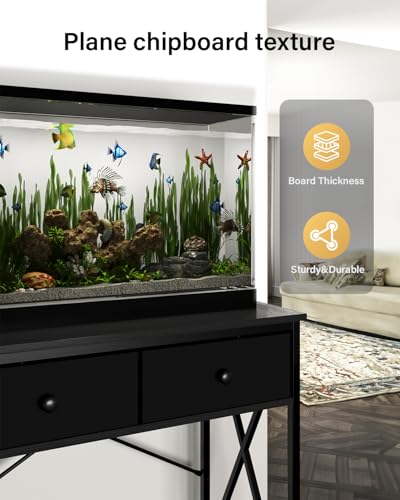 Fish Tank Stand for 20-29 Gallon Fish Tank: Aquarium Stand with Accessories Storage, Metal Tank Table with Drawer Perfect for Turtle Reptile Terrarium, 30.7'' L x 16.5'' W, 330 LBS Capacity