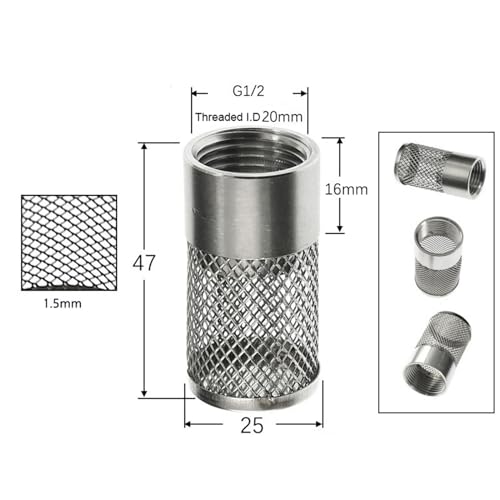 Hose Inlet Strainer Filter, 3/4 Inch NPT Thread Water Suction Strainer with 304 Stainless Steel Mesh, for Garden Irrigation System, High Pressure Washer Pump, Aquarium Tank Filtration(Dia 25mm) - size: Dia 25mm