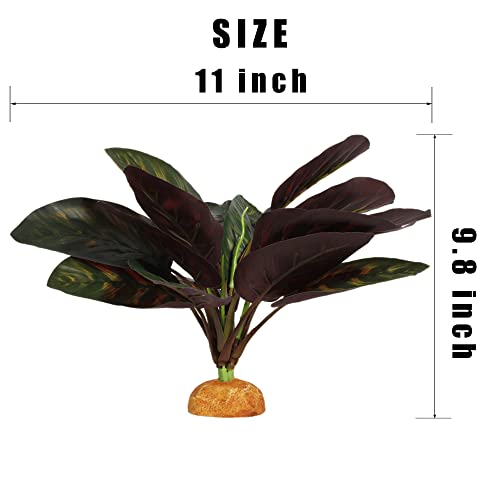 Reptile Terrarium Decor Plants, Bearded Dragon Tank Accessories fit Crested Gecko Leopard Lizard Chameleon Ball Python Snake Frog - Purple Fake Prayer Peacock Plants - color: D-purple Fake Prayer Peacock Plant