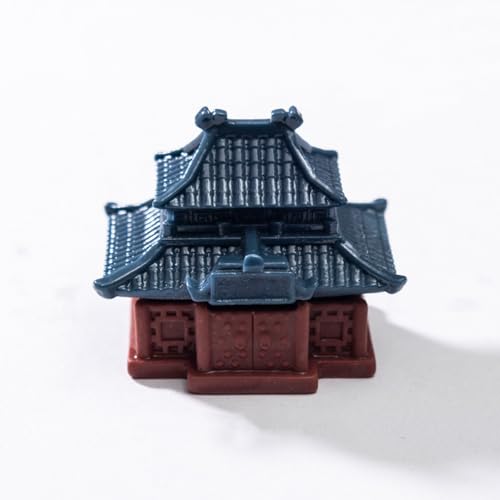 12 Pcs Chinese Miniature Garden Decor Set, Mini Plastic Pavilions Bridge Figurines for DIY Craft Micro Landscape Decor, Fairy Garden Accessories, Bonsai Terrarium Pond Lawn Ornaments