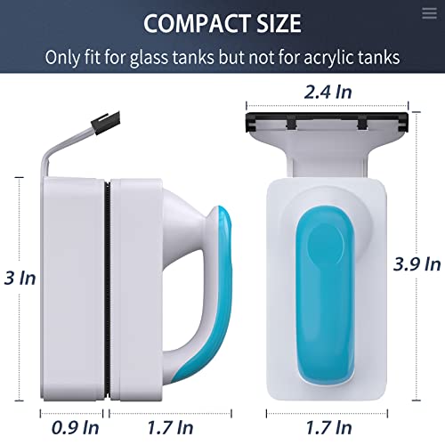 Pawfly Aquarium Strong Magnetic Brush 3 Inch Stain Cleaner with Detachable Stainless Steel Scraper and Non-Slip Handle Floating Cleaning Scrubber Tool for Glass Fish Tank (Not for Acrylic Tank) - size: Small