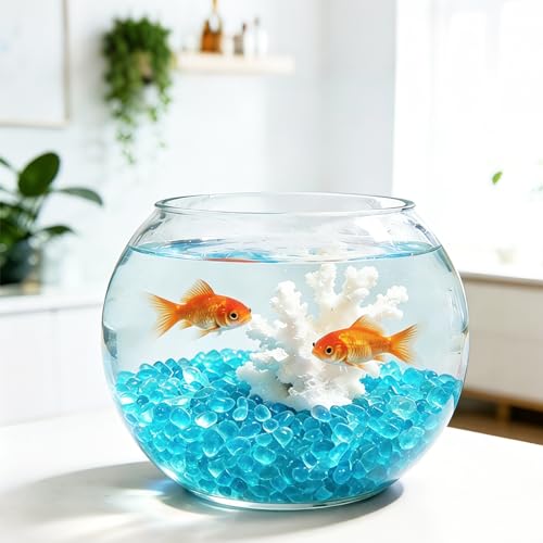 QYGL Sea Glass Stones - Turquoise Clear Glass Pebbles Gemstones - Perfect for Aquarium Rocks, Fish Tank Gravel, Vase Fillers, DIY Crafts, and Home Decor (0.9LB/14oz) - color: Turquoise