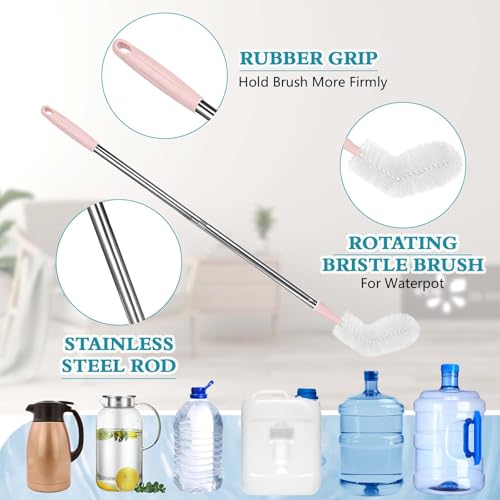 Stainless Steel Bucket Brush, 28 inch, 2 Pack, Nylon Bristles, Plastic Handle, Bendable Head, Suitable for 1 to 5 Gallon Buckets
