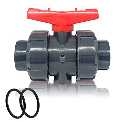 SCH 80 PVC True Union Ball Valve 1-1/2 Inch (DN40), Full Port Slip Socket Shut Off Valve with EPDM O-Ring & PTFE Seat, Corrosion Resistant Water Flow Control for Pool, Irrigation, Aquarium & Plumbing - color: 1-1/2inch-1Pc