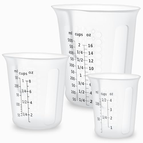 Silicone Measuring Cups Set 125ml + 250ml + 500ml for Cooking Reusable Baking Supplies Silicone Flexible Melting Measure Cup for Butter, Chocolate - color: 125ml+250ml+500ml