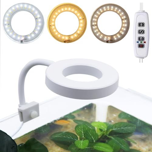 Upgraded Aquarium Light with Timer Clip On Fish Tank LED Light Small USB Light Dimmer Multi-Color White+Warm Yellow+Yellow 1 to 5 Gal (Adapter NOT Included) - size: White-Dimmer+Timer