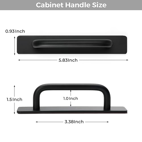 2 Pack Adhesive Handles Self Stick Instant Cabinet Handles 5.83" Stick on Cabinet Handles Drawer Push Pull Handles Helper Sliding Screen Door Handles for Sliding Closet Window Wardrobe - Black - color: Black, size: 5.83 In Length