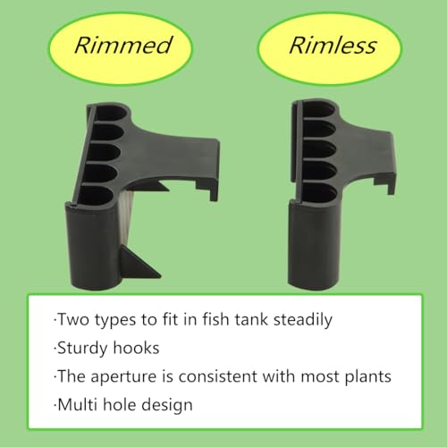 Aquarium Plant Holder,Fish Tank Plant Holder,Aquarium lid Clips,Aquarium Plant Pot,Hydroponic Fish Tank Planter, Aquatic Plant Cup for Aquascape Decorations (Black, 2PCS Rimmed) - color: Black, size: 2PCS Rimmed