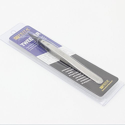 FEITA Black Pointed Ceramic Tip Tweezers - Precision Stainless Steel Tweezer for Electronic Repair, DIY Hobby (1 Pc) - color: Black Head