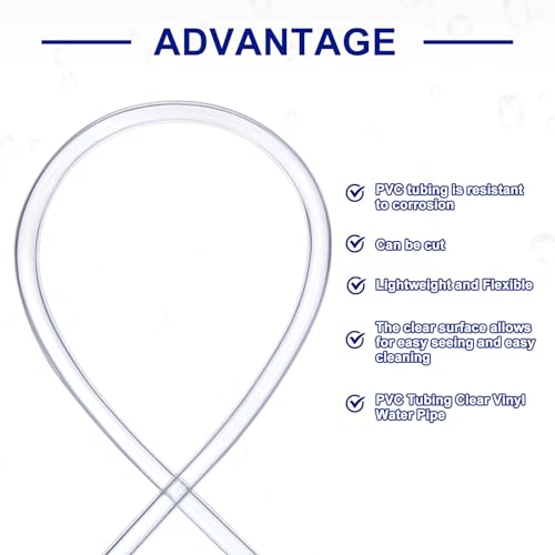 uxcell PVC Tubing, 7.5mm ID x 10mm OD - 13 Feet Long Clear Vinyl Water Pipe, Lightweight Plastic Flexible Water Pipe for Aquaponics, Air Hose, Irrigation