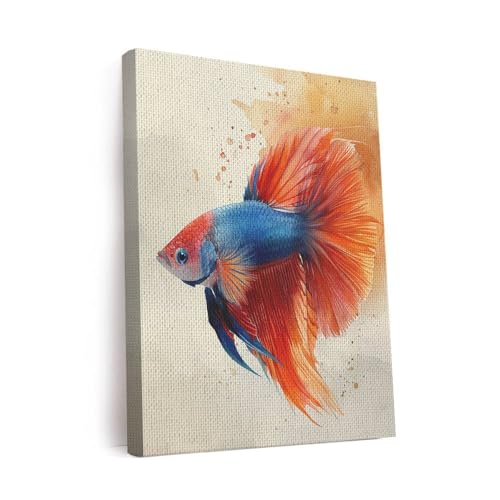 CanvasWis Betta Fish Garden Exotic Vintage Art Design 1 Printed Canvas Wall Art For Family Home Decor Living Room Bathroom Bedroom Gifts Wall Decor Keepsakes Ready to Hang - color: Design 1, size: Small(8x10in)