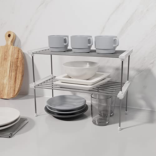 carrotez Cabinet Organizer Shelf, Set of 2 Stackable Kitchen Counter Shelves, Kitchen Cabinet Organizers and Storage, Pantry Storage Shelf Organizer, 15.7 x 7.8 x 6.1 - White - color: White, size: Large(15.7 x 7.8 x 6.1")