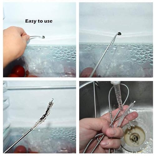 Extra Long Pipe Tube Cleaner Fridge Drain Pipe Dredging Tool Flexible Drain Brush Skinny Tube Spiral Cleaning Brush Drinking Straw Cleaner Brush Nylon Spring Aquarium Filter Brush 155CM (2)