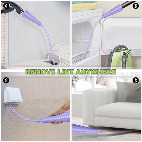 Sealegend 2 Pieces Dryer Vent Cleaner Kit, Dryer Vacuum Hose Attachment and Flexible Lint Brush, Dryer Vent Cleaning Tools for Crevice Lint Trap‌, Purple - color: Purple