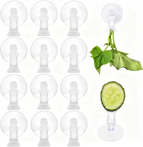 12Pcs Veggie Clips Aquarium Seaweed Clips Fish Food Holder Wide Mouth Clips Plants Suction Cups Algae Clips for Freshwater and Marine Fish Tank (Plastic) - size: Plastic