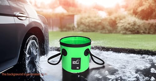 BANCHELLE Collapsible Bucket Water Container Portable Folding Camp Wash Basin for Outdoor Traveling Hiking Fishing Car Washing Gardening Camping 2 PCS - color: Green
