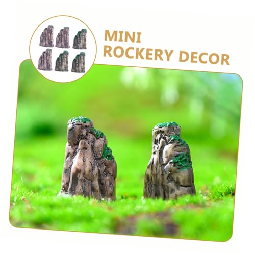 Milisten 6pcs Miniature Rockery Decor Artificial Rockery Figurines for Aquarium and Garden Realistic Micro Landscape Ornaments Safe for Fish and Water Quality