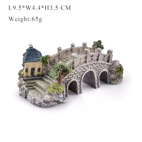 COYOUCO Fish Tank Decorations, Classical Chinese Bridge Building Resin Aquarium Cave Decorations, Fish Tank Accessories,C - color: C