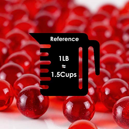 CYS EXCEL Red Marble Gemstone Vase Filler (5 LBS) | Multiple Color Choices Aquarium Glass Round Marble Beads | Decorative Mosaic Glass Gem Pebbles - color: Red, size: 5 LBS