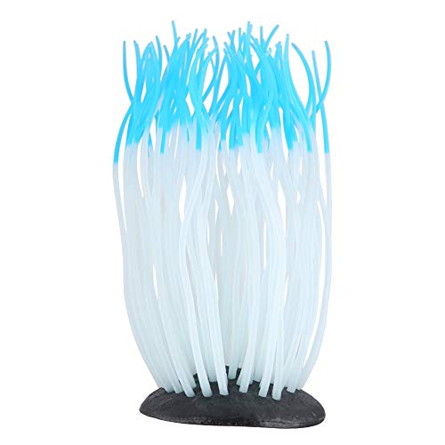 AYNEFY Simulation Artificial Silicone Sea Anemone Decor,Aquarium Luminous Ornament Fluorescent Sea Anemone Decoration for Fish Aquarium Landscaping Decor - color: Blue