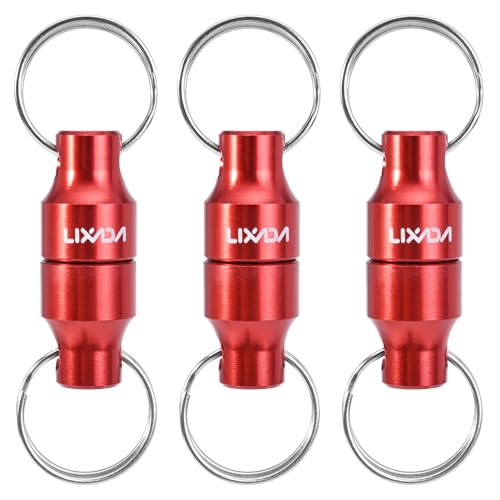 Lixada Magnetic Net Release Holder Fly Fishing Net Retractor Fishing Net Keeper Magnet Clip Landing Net Connector for Fishing Hooks, Lures, Flies, Trout Line - color: Red, style: 3 Connectors