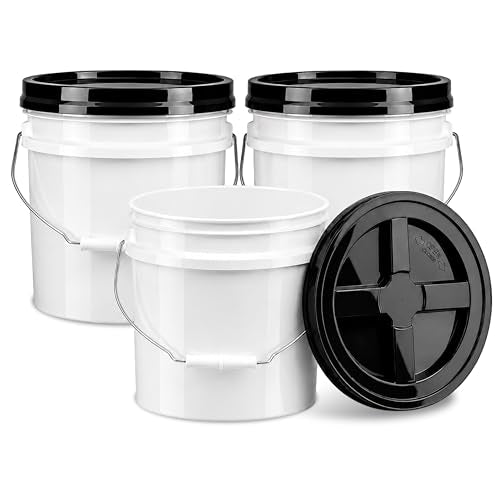 ePackageSupply 3.5 Gallon Bucket with Lid - Food Grade Bucket with Airtight Gamma Seal Screw-On Lid, 90 Mil Heavy Duty HDPE Plastic, BPA Free, for Bulk Food Storage, Made in USA - Black, 3 Packs - color: Black, size: 3 Packs
