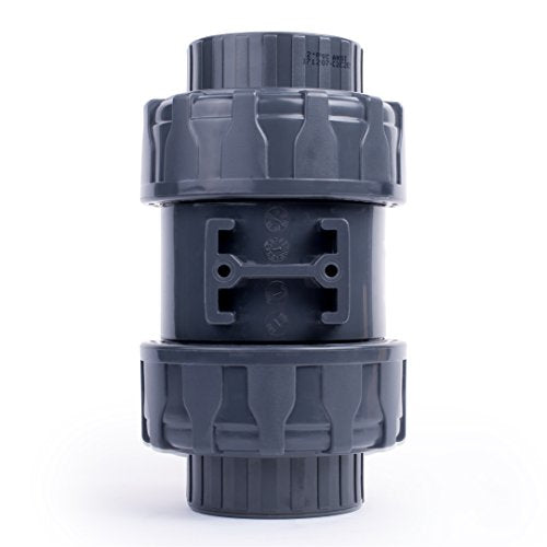 HYDROSEAL Kaplan 2’’ PVC True Union Ball Valve with Full Port, ASTM F1970, EPDM O-Rings and Reversible PTFE Seats, Rated at 200 PSI @73F, Gray, 2 inch Socket (2 inch) - size: 2 Inch