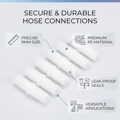Plastic Hose Barb Fittings, Durable PE Straight Connectors for Secure Hose Connections in Aquariums Labs and Irrigation Systems 10Pcs 9-9mm Size - size: 9-9mm straight through