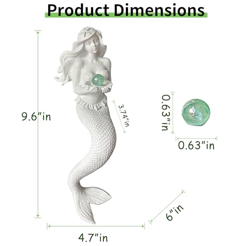 Teaeeno Unique Mermaid Fish Tank Decorations, Mermaid Statue Decor House Ornament Kit, Aquarium Decor, Charming Mermaid Decor Statue, Resin Aquarium Décor Thematic Ornaments (White) - color: White