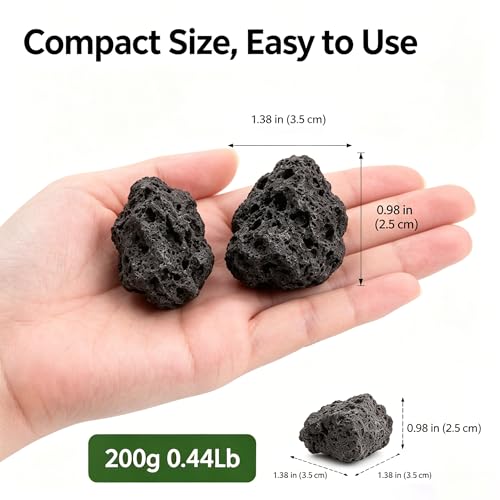 UKCOCO 1-1.6 Inches Natural Black Lava Rock for Aquarium and Plants, 200g/0.44Lb Volcanic Rocks Decorative Stones for Fish Tank Filtration, Aquascaping, Terrarium and Potted Plants