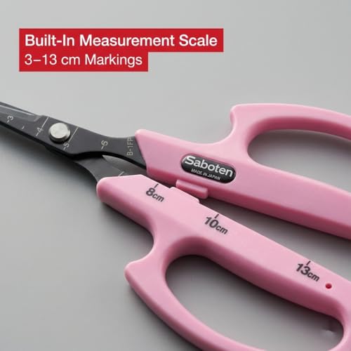 Saboten Fluorine Coated Straight Blade Trimming Scissors Pink PT-1 160mm Precision Gardening Bonsai and Floral Shears Made in Japan - color: Pink, size: Non-Stick Straight Blade
