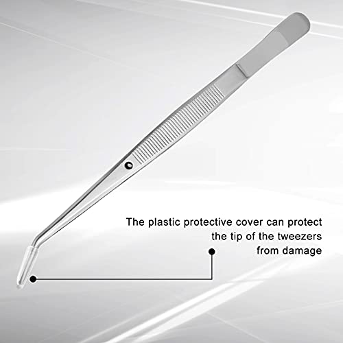 Honoson 10 Pcs Stainless Steel Tweezers for Crafting with Curved Serrated Tip Multipurpose Forceps Sewing Machine Tweezers Bulk (Silver) - color: Silver