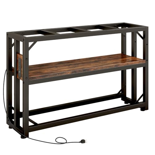 55 Gallon Fish Tank Stand with Power Outlet,Adjustable Aquarium Stand, Heavy Duty Terrarium Stand,Metal Frame Reptile Turtle Tank Stand Suitable for Home Office,860LBS Capacity, Rustic Brown - color: Rustic Brown, size: 55 Gallon