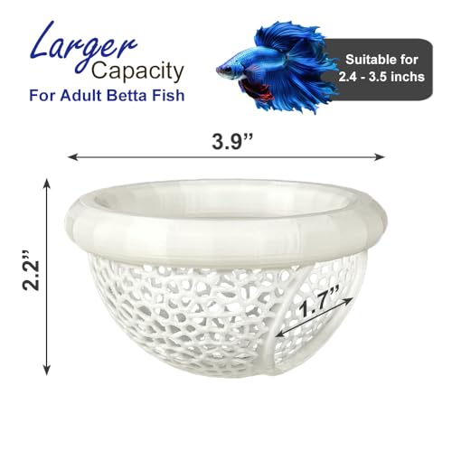 Floating Betta Hammock with Suction Cup, Shrimp Cave, Betta Fish Feeding Rings,3D Printed Aquarium Decor (White, Large) - color: White, size: Large