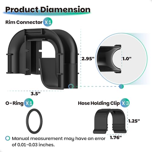 Rim Connector for Fluval High Performance Canister Filter FX4 FX5 FX6 Replacement Part, Aquarium Fish Tank Ribbed Hose Rim Connector & Clips Bracket Adapter-2 PCS