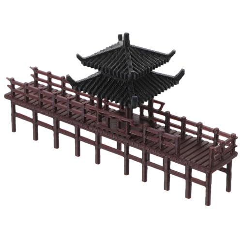 Miniature Pavilion Model Chinese Style Bridge Ornament for Aquarium and Bonsai Decor Compact Ancient Architecture Statue for Micro Landscape