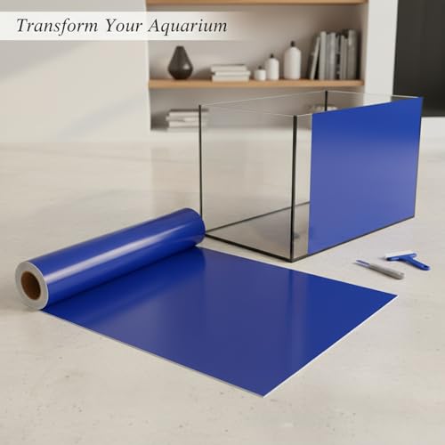 Self-Adhesive Aquarium Background Sticker, Opaque Blue PVC Backdrop for Fish Tank Glass - size: 39.37 x 15.75 x 0.04 in