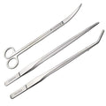 FEITA Aquarium Tweezer Set - Long Stainless Steel Curved & Straight Feeding Tweezers Scissors Maintenance Tools Kit (3 Pcs) - color: Sliver 3pcs