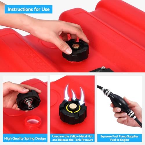 Portable Boat Fuel Gas Tank, 14.5 Gallon/55L Outboard Marine Boat Tank with Transfer Hose & Gauge for Outboard Engine, Yacht, Fishing Boat - size: 12 Gal