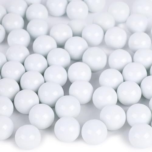 DomeStar 1LB Glass Marbles Bulk, 0.63 Inch White Glass Beads Marbles for Vases Home Decor - color: White
