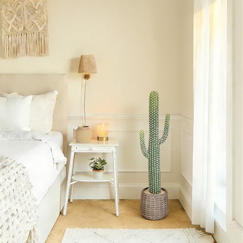 33 Inch Tall Realistic Cactus Plant Artificial with Plastic Woven Planter Decoration Indoor, Lifelike Fake Cactus Plant for Home Office Garden Store Porch Patio Decor. - size: 33 Inch-2Pcs