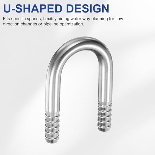 PATIKIL 3/8" (10mm) x 3/8" (10mm) Hose Barb Fittings, 1 Pcs 304 Stainless Steel U Shaped Joint Connector Barbed Fitting Metal Splicer - size: 3/8" (10mm)