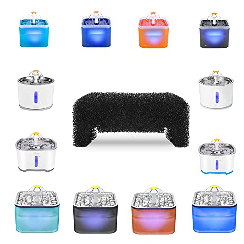 Wonder Creature Cat Fountain Filter, Pre-Filter Sponge Foam for Round and Cubic Stainless Steel Top Cat Fountain, for Crystal and 2L/67oz Pet Fountain, 8 Filters Pack, Pet Water Dispenser Sponge Foam