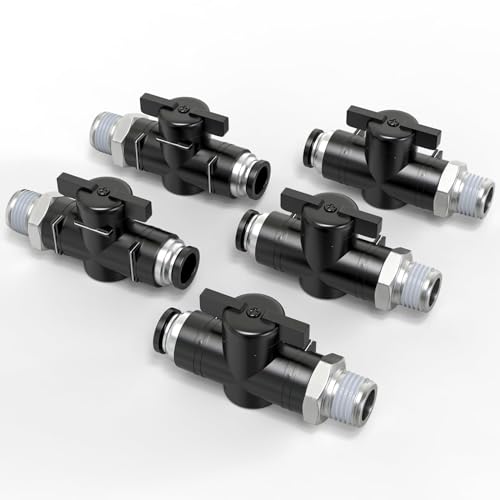TAILONZ PNEUMATIC 1/4 Inch Tube OD x 3/8 Inch NPT Thread Ball Valve Air Flow Control Valve Push to Connect Fitting BVC-1/4-N3（Pack of 5） - size: 1/4"OD x 3/8"NPT/5PCS