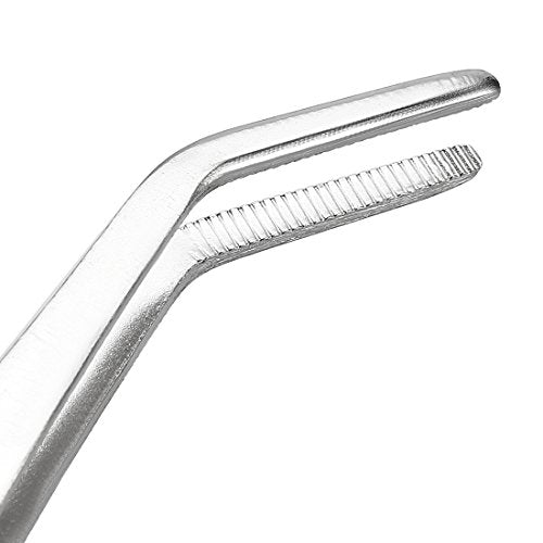 uxcell 8-Inch Stainless Steel Tweezers with Curved Serrated Tip Daily Garden Tool - size: 8 Inch, Curved Tip
