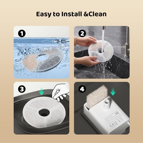 SARPAWS 8 Pack Replacement Filters & 8 Pack Pre-Filter Sponges Set – Official Replacement Filters for Sarpaws Cat Drinking Water Fountains Dog Water Dispenser-FW1 and W8-L-E
